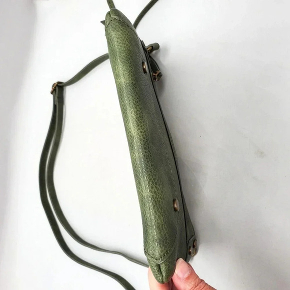 Chicos Purse Green Faux Leather Odette Crossbody Bag Studded Utilitarian Boho - Picture 5 of 16